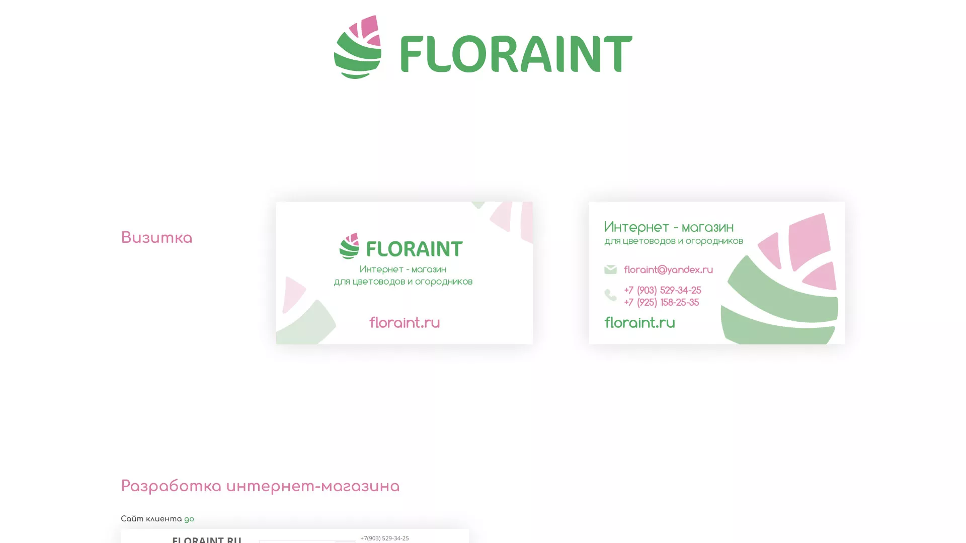 Создание логотипа и интернет-магазина «FLORAINT» в Дербенте